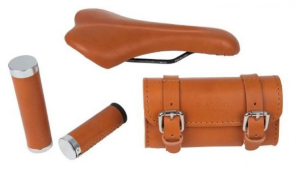 Set cuir "Style" selle/poignées/sac pour WI-BIKE Original Piaggio