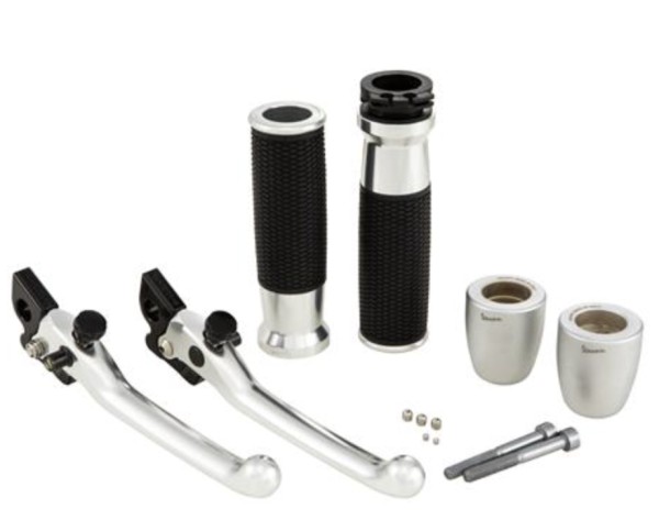 Kit guidon, aluminium, anodisé, set de poignées, leviers et embouts de guidon pour Vespa GTS