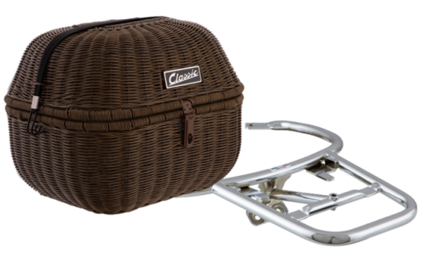 Panier Classic avec porte-bagages pour Vespa Primavera/Sprint 50-150ccm, marron foncé